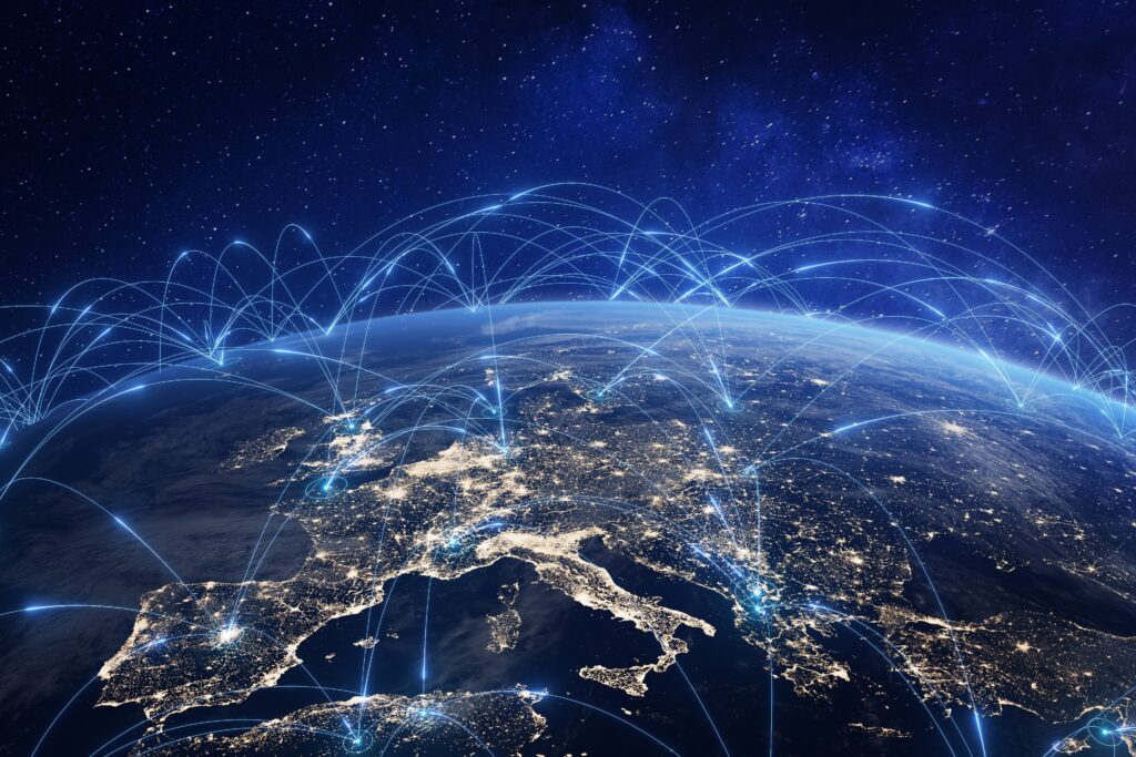 edited view of the earth showing links between each country